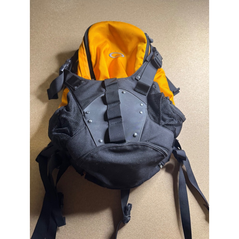 Oakley Technical Backpack Yellow Black Outdoor Hiking Daypack Bag Vintage Style